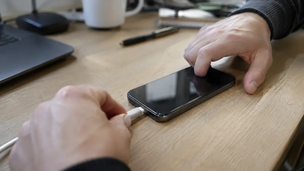 Vérification du connecteur du téléphone